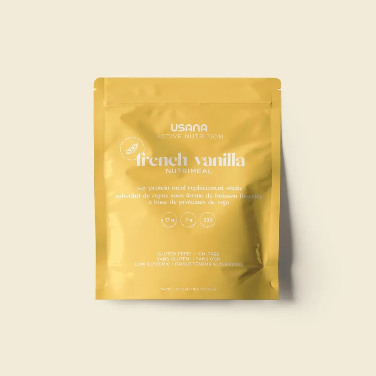 Conditionnement officiel de Le substitut de repas protéiné Nutrimeal sous forme de boisson fouettée (Vanille, Sac de 9 portions).