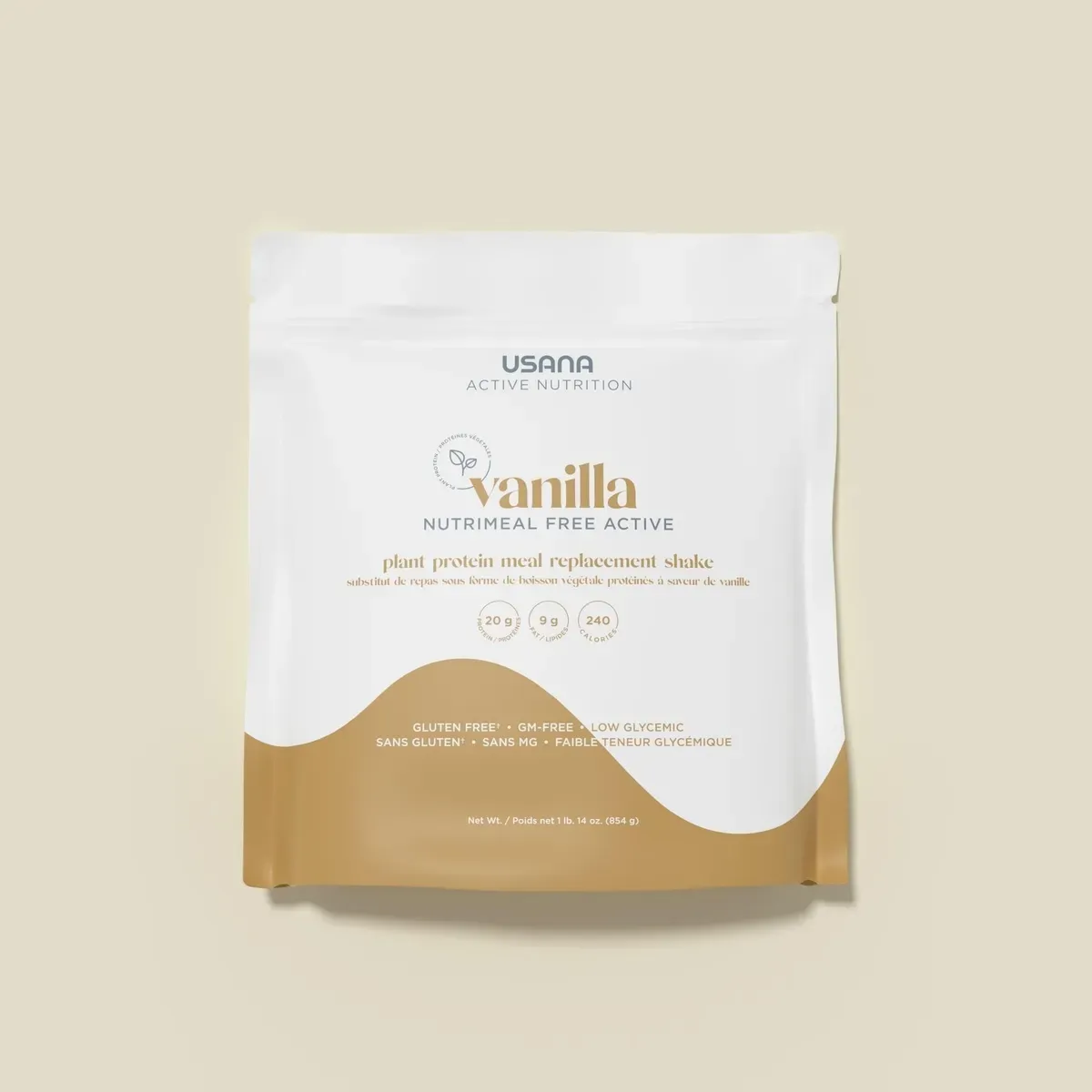 Conditionnement officiel de Nutrimeal Free Active (Sac de 14 portions).